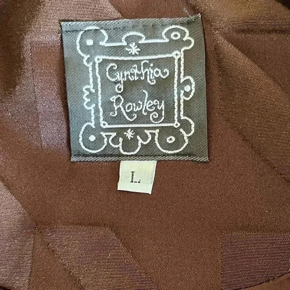 Vintage 90s Cynthia Rowley Brown Houndstooth Two Piece Dress Coat Suit Size 12 L - Picture 16 of 16